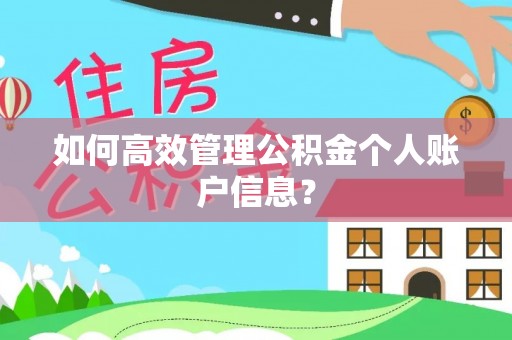 创业如何高效管理公积金个人账户信息？